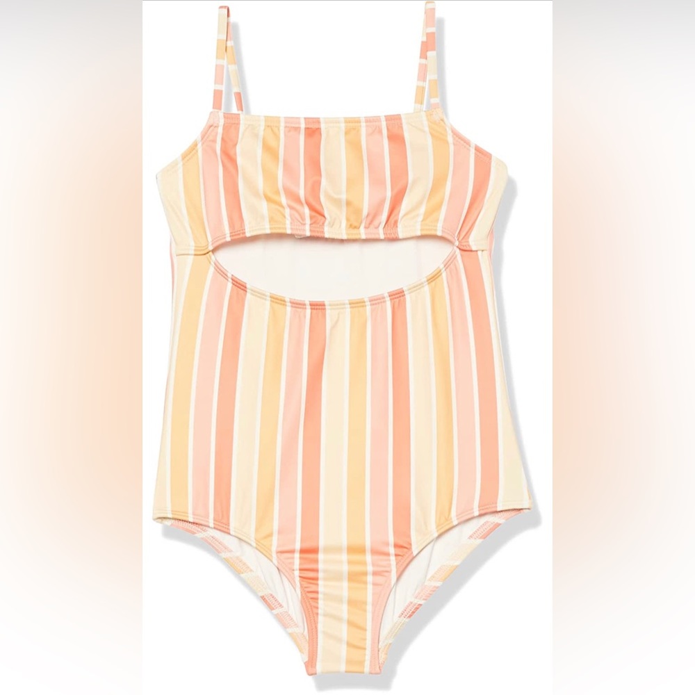 Billabong girls bathing suit size 4 striped one piece cut out